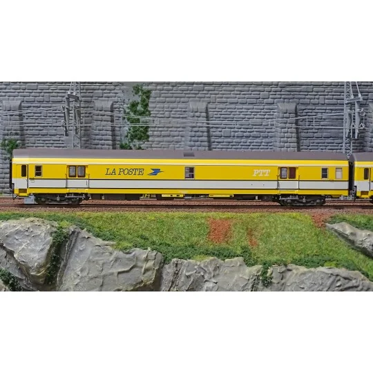 Lsm_40446-LS Models 40446 Set de 2 voitures Postales UIC, jaune/blanche, toit gris, inscription PTT, PA UIC + PA UIC