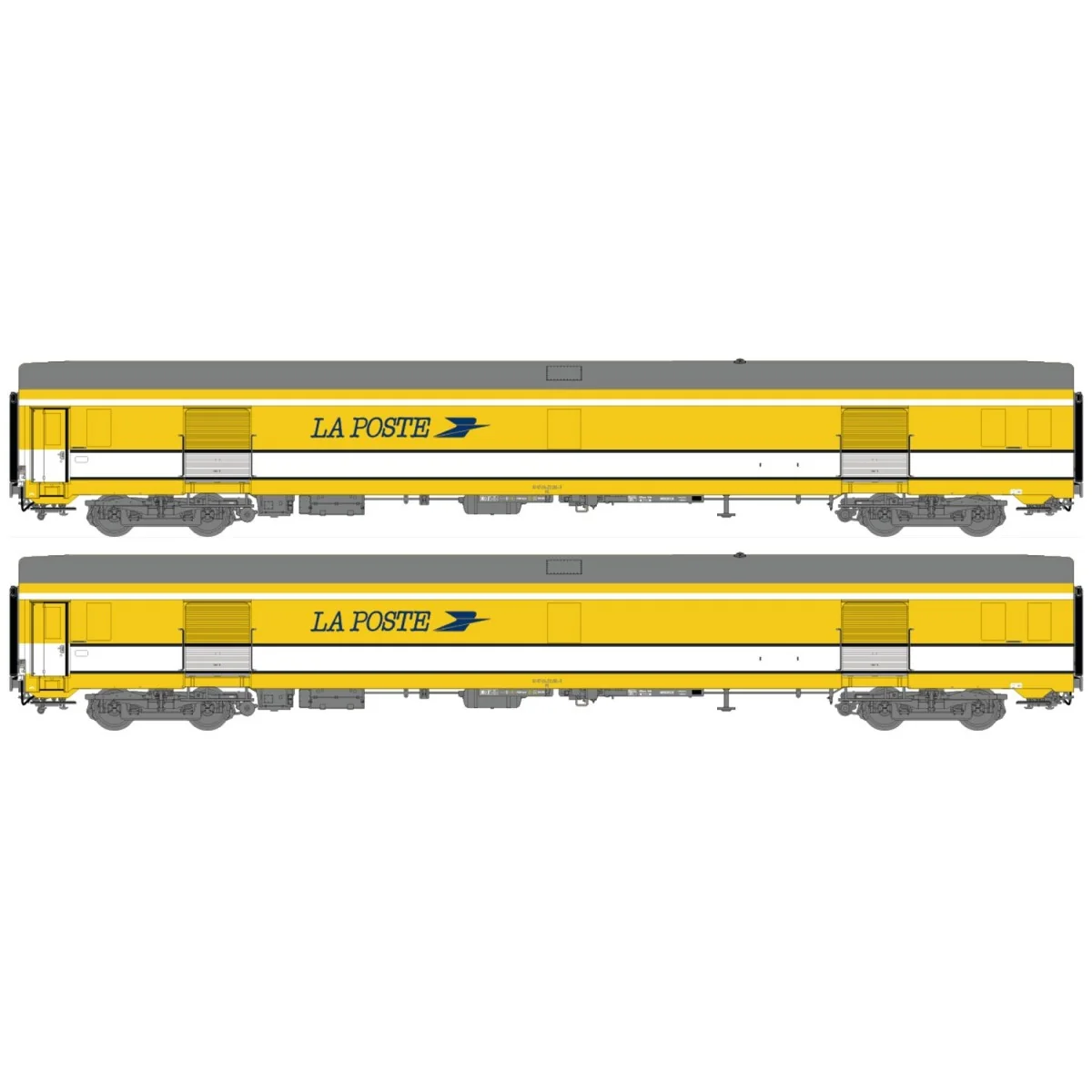 LS Models 40447 Set of 2 UIC postal coaches, yellow/white, grey roo...