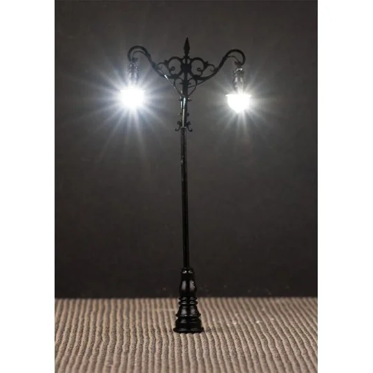 Faller_180206-Faller 180206 Eclairage, Réverbère de parc LED, double lampe boule suspendue 7.5cm, avec LED