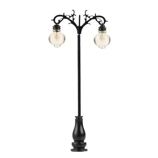 Faller_180207-Faller 180207 Eclairage, Réverbère de parc LED, double lampe boule suspendue 7.5cm, avec LED