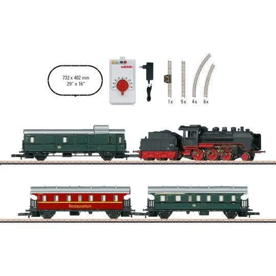Marklin_81874-Marklin 81874 Passenger Train Starter Set - Museum, Steam Locomotive, Z Scale