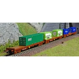 MiniTrix 15072 Set de 3 wagons porte-conteneurs type Rs, SNCF, CMA CG, GCAT INTER, CNC, échelle N Trix Trix_15072 - 1