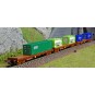 Trix_15072-MiniTrix 15072 Set de 3 wagons porte-conteneurs type Rs, SNCF, CMA CG, GCAT INTER, CNC, échelle N