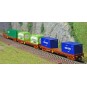 Trix_15072-MiniTrix 15072 Set de 3 wagons porte-conteneurs type Rs, SNCF, CMA CG, GCAT INTER, CNC, échelle N