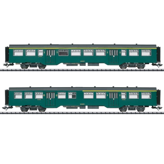Trix_23222-Trix 23222 Set of 2 M2 passenger cars, SNCB / NMBS, interior lighting