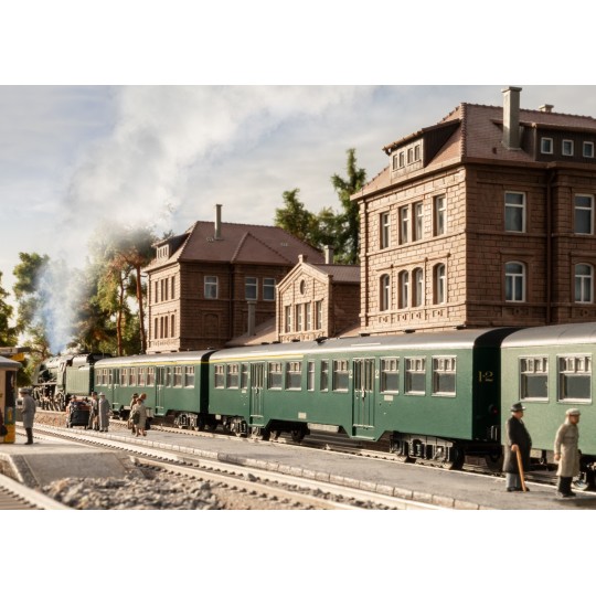 Trix_23222-Trix 23222 Set de 2 voitures voyageurs M2, SNCB / NMBS, éclairage intérieur