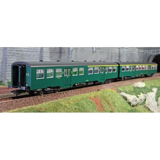 Trix_23222-Trix 23222 Set de 2 voitures voyageurs M2, SNCB / NMBS, éclairage intérieur