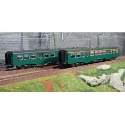 Trix 23222 Set of 2 M2 passenger cars, SNCB / NMBS, interior lighti...
