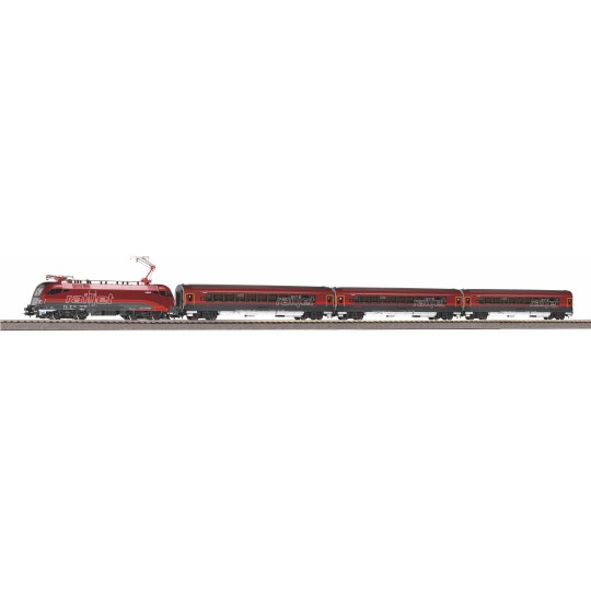 PIKO_57178-Piko 57178 Analog Starter Set with Railjet Locomotive and Passenger Cars