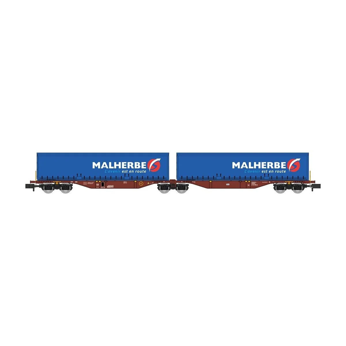 REE Modeles NW204 Container wagon Sggmrss 90 TOUAX, SNCF, 2 MALHERB...