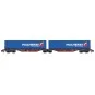 REE Modeles NW204 Container wagon Sggmrss 90 TOUAX, SNCF, 2 MALHERB... NW-204-REE Modeles NW204 Container wagon Sggmrss 90 TOUAX, SNCF, 2 MALHERBE carriages, N - 1/160