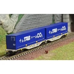 REE Modeles NW205 Wagon porte conteneurs Sggmrss 90 NOVA, SNCF, 2 caisses TAB - de CO2, N - 1/160 Ree Modeles NW-205 - 1