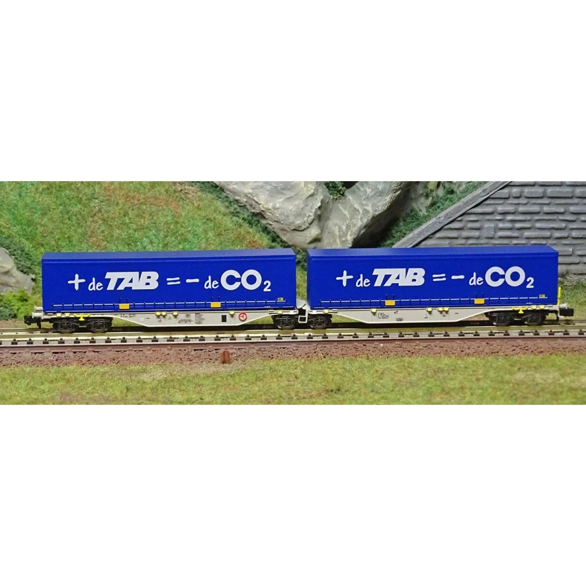 REE Modeles NW205 Wagon porte conteneurs Sggmrss 90 NOVA, SNCF, 2 caisses TAB - de CO2, N - 1/160 Ree Modeles NW-205 - 2