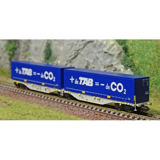 NW-205-REE Modeles NW205 Container wagon Sggmrss 90 NOVA, SNCF, 2 TAB crates - CO2, N - 1/160