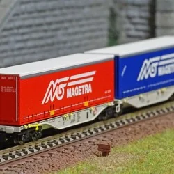 REE Modeles NW210 Container wagon Sggmrss 90 AEE, SNCF, 2 MAGETRA c...