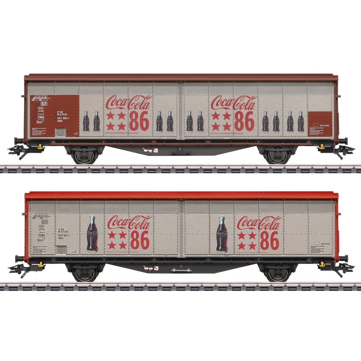 Marklin 48345 Set of 2 sliding-sided wagons Hbbills, Coca-Cola - Ma...
