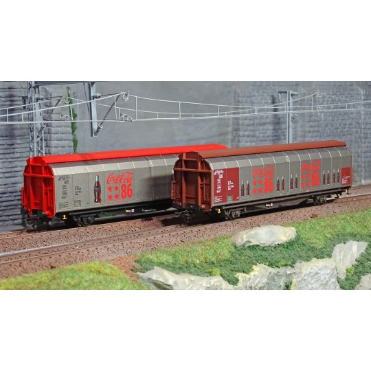 Marklin_48345-Marklin 48345 Set de 2 wagons à parois coulissantes Hbbills, Coca-Cola