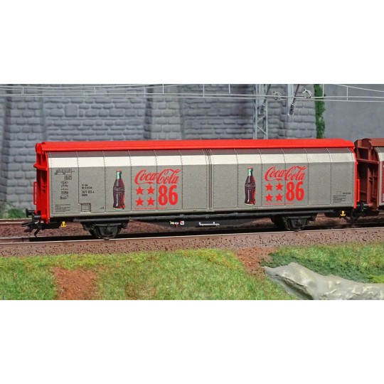 Marklin_48345-Marklin 48345 Set of 2 sliding-sided wagons Hbbills, Coca-Cola