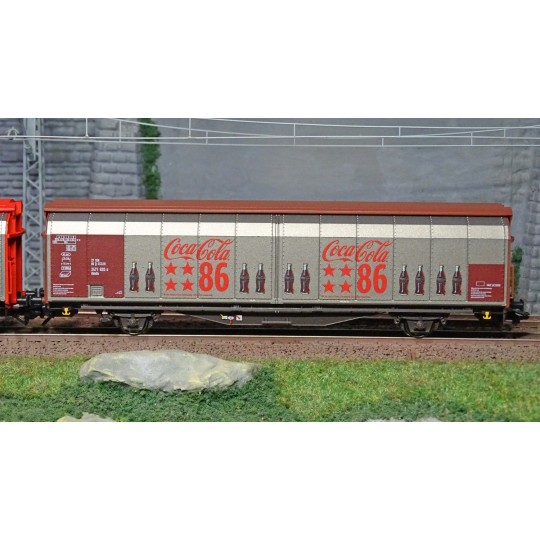 Marklin_48345-Marklin 48345 Set of 2 sliding-sided wagons Hbbills, Coca-Cola