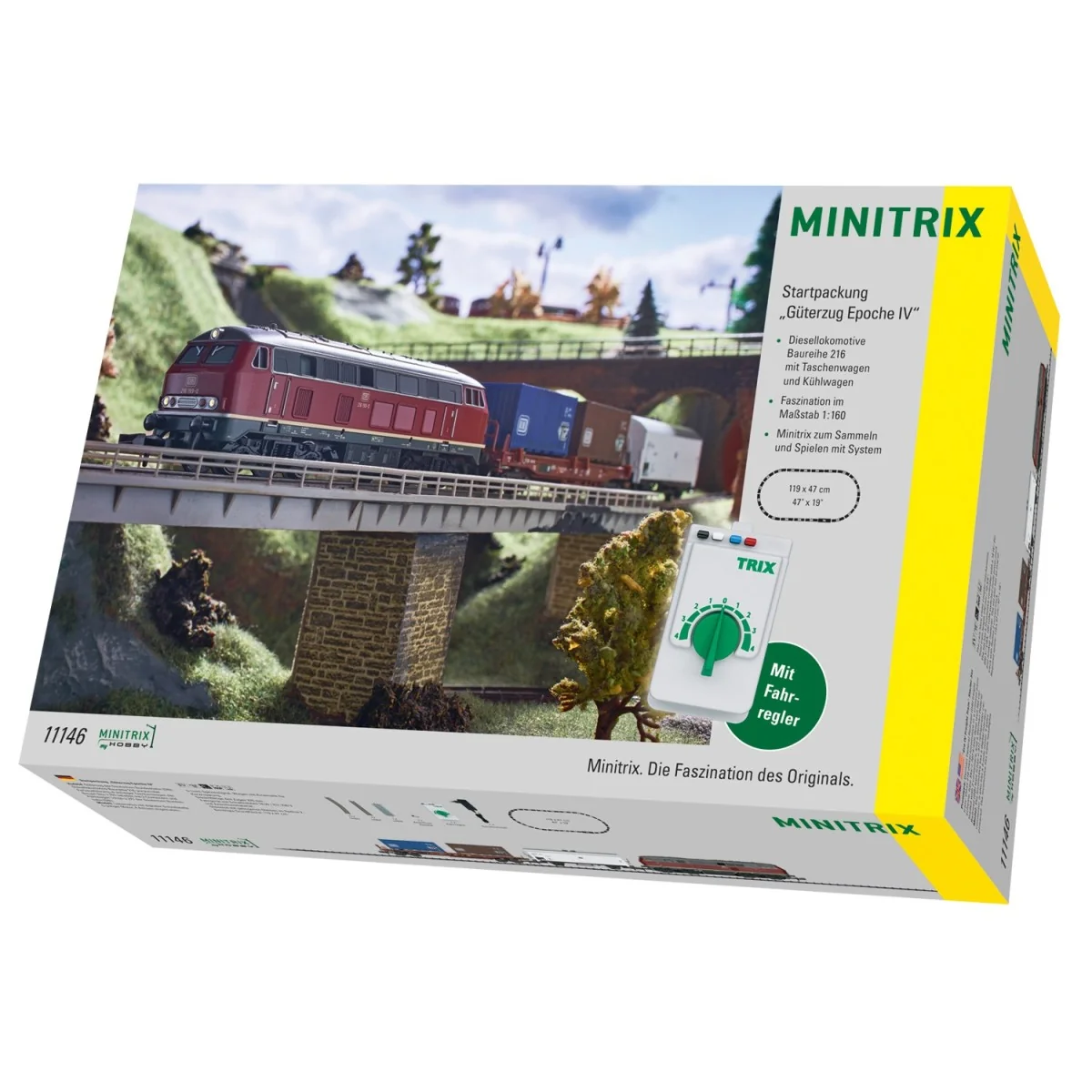MiniTrix 11146 Starter Set, DB Class 216 Diesel Freight Train, N Scale MiniTrix 11146 Starter Set, DB Class 216 Diesel Freight Train, N Scale
