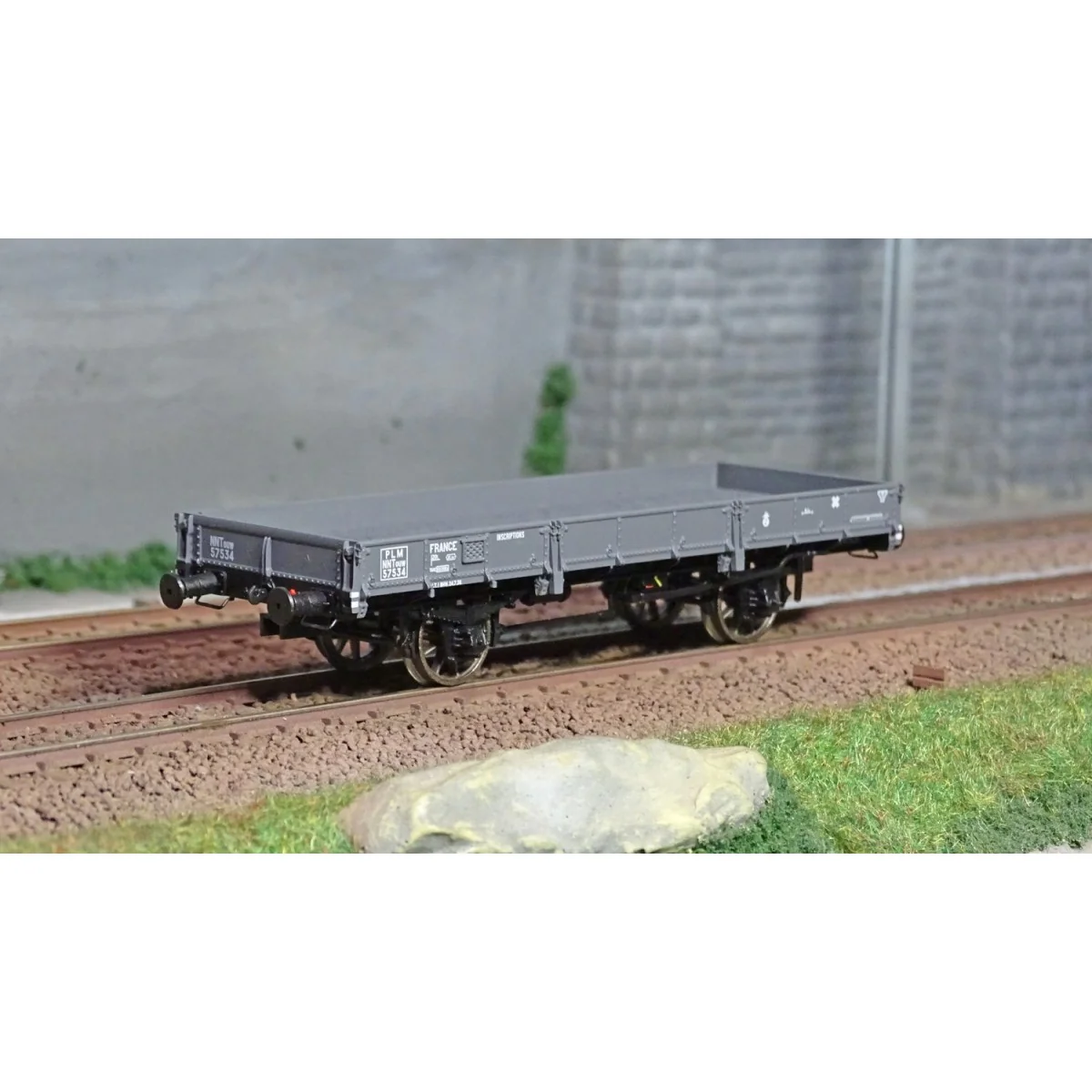 Ree Models WB599 OCEM 29 Flat Wagon, PLM Grey, NNTouw Lever Brake, ...