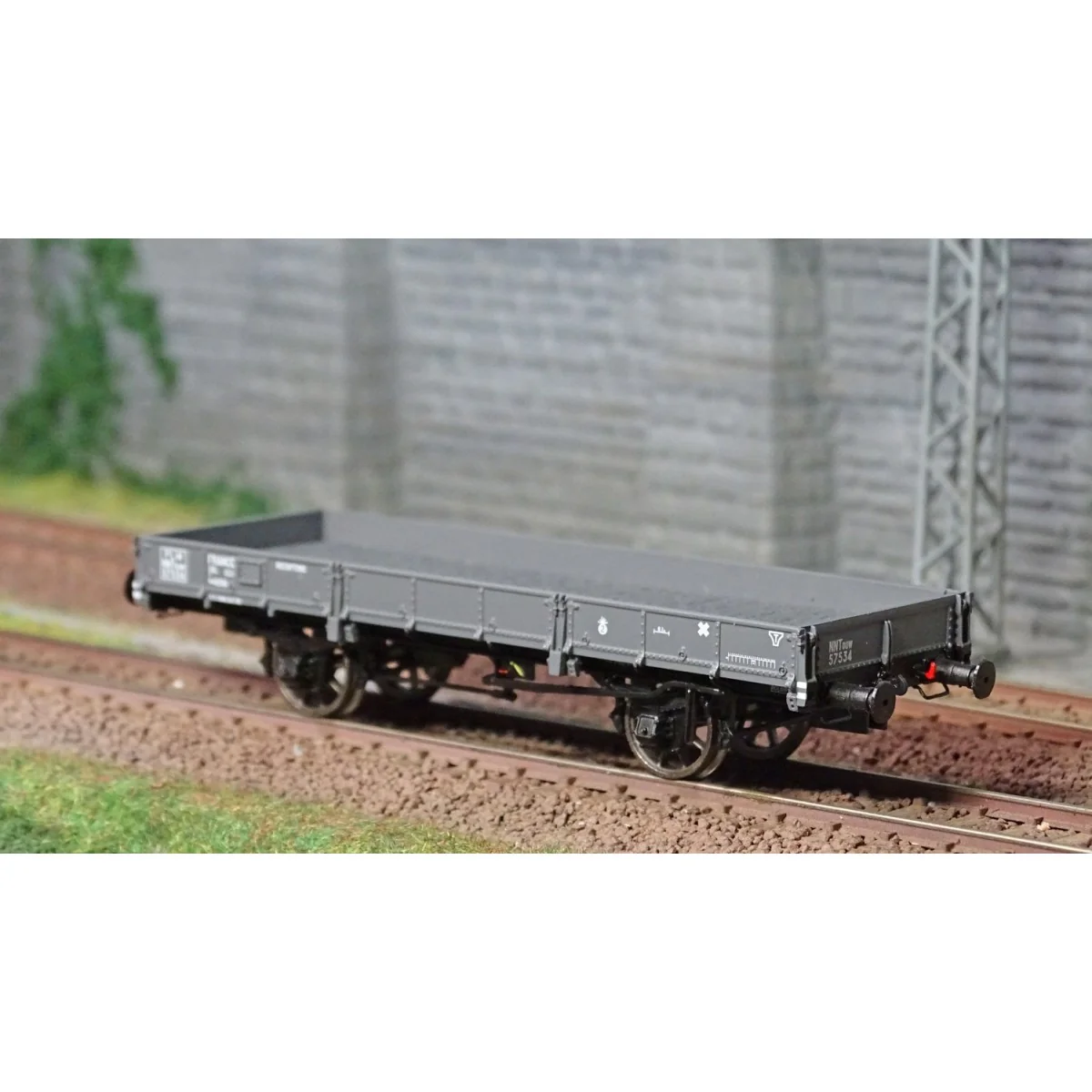 Ree Models WB599 OCEM 29 Flat Wagon, PLM Grey, NNTouw Lever Brake, ...
