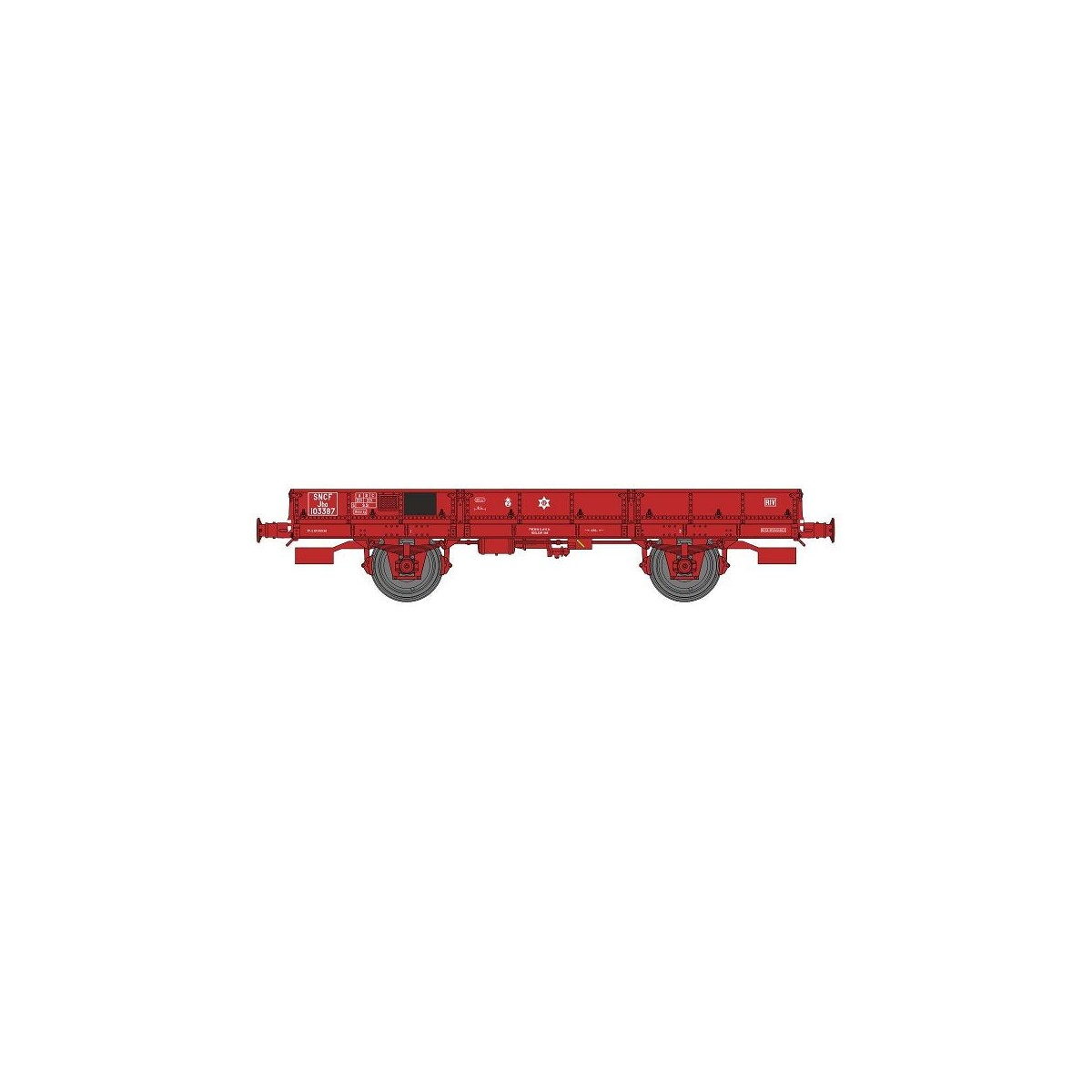 Ree models WB606 OCEM 29 Flat Wagon, SNCF Red, Braked, Solid Wheels...