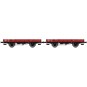 WB-602-Ree Models WB602 Set of 2 OCEM 29 Flat Wagons, Red Sideros PLM, NNTouw Lever Brake, Spoked Wheels