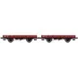 WB-602-Ree Models WB602 Set of 2 OCEM 29 Flat Wagons, Red Sideros PLM, NNTouw Lever Brake, Spoked Wheels