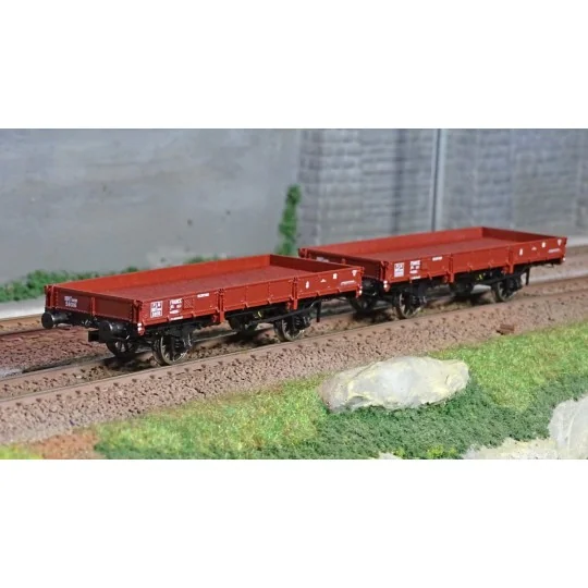 WB-602-Ree modeles WB602 Set de 2 wagons Plats OCEM 29, Rouge Sideros PLM, NNTouw Frein à levier, Roues rayons