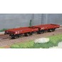 WB-602-Ree Models WB602 Set of 2 OCEM 29 Flat Wagons, Red Sideros PLM, NNTouw Lever Brake, Spoked Wheels
