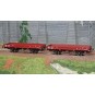 WB-602-Ree Models WB602 Set of 2 OCEM 29 Flat Wagons, Red Sideros PLM, NNTouw Lever Brake, Spoked Wheels