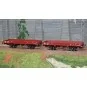 WB-602-Ree Models WB602 Set of 2 OCEM 29 Flat Wagons, Red Sideros PLM, NNTouw Lever Brake, Spoked Wheels