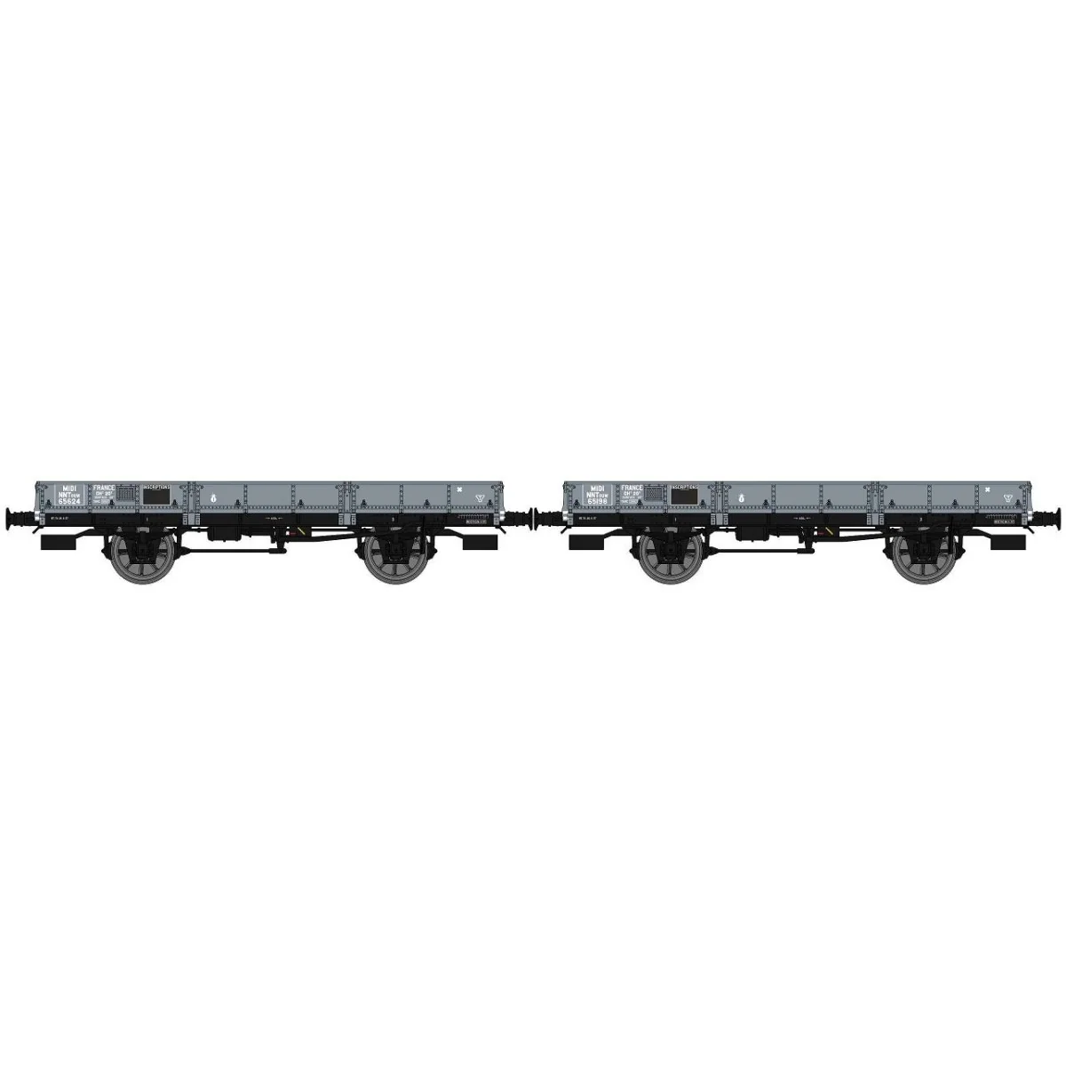 Ree Models WB604 Set of 2 OCEM 29 Flat Wagons, Gray MIDI PLM, NNTou...