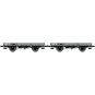 WB-604-Ree Models WB604 Set of 2 OCEM 29 Flat Wagons, Gray MIDI PLM, NNTouw Lever Brake, Spoked Wheels