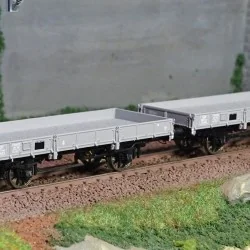 Ree modeles WB604 Set de 2 wagons Plats OCEM 29, Gris MIDI PLM, NNTouw Frein à levier, Roues rayons Ree Modeles WB-604 - 1
