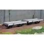WB-604-Ree Models WB604 Set of 2 OCEM 29 Flat Wagons, Gray MIDI PLM, NNTouw Lever Brake, Spoked Wheels