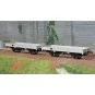 WB-604-Ree Models WB604 Set of 2 OCEM 29 Flat Wagons, Gray MIDI PLM, NNTouw Lever Brake, Spoked Wheels