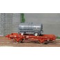 WB-646-Ree models WB646 UFR Single-Carrier Wagon, brown UIC, solid wheels + Tank Trailer BOUGEY MONTREUIL