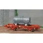 WB-646-Ree models WB646 UFR Single-Carrier Wagon, brown UIC, solid wheels + Tank Trailer BOUGEY MONTREUIL