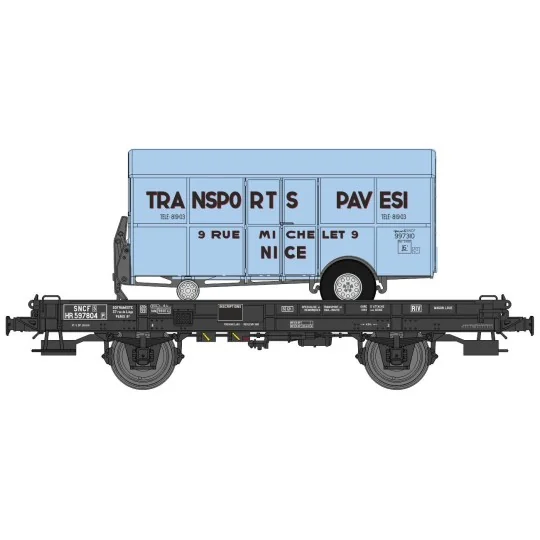 WB-648-Ree models WB648 UFR Monoporter Wagon, black, solid wheels + Van Trailer TRANSPORTS PAVESI