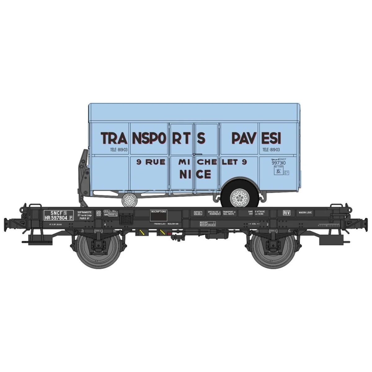 Ree models WB648 UFR Monoporter Wagon, black, solid wheels + Van Tr...