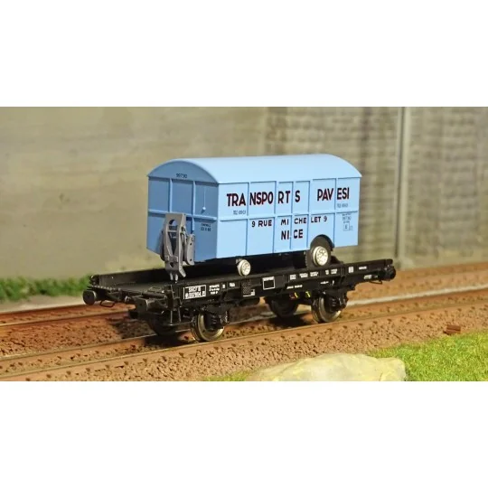WB-648-Ree models WB648 UFR Monoporter Wagon, black, solid wheels + Van Trailer TRANSPORTS PAVESI