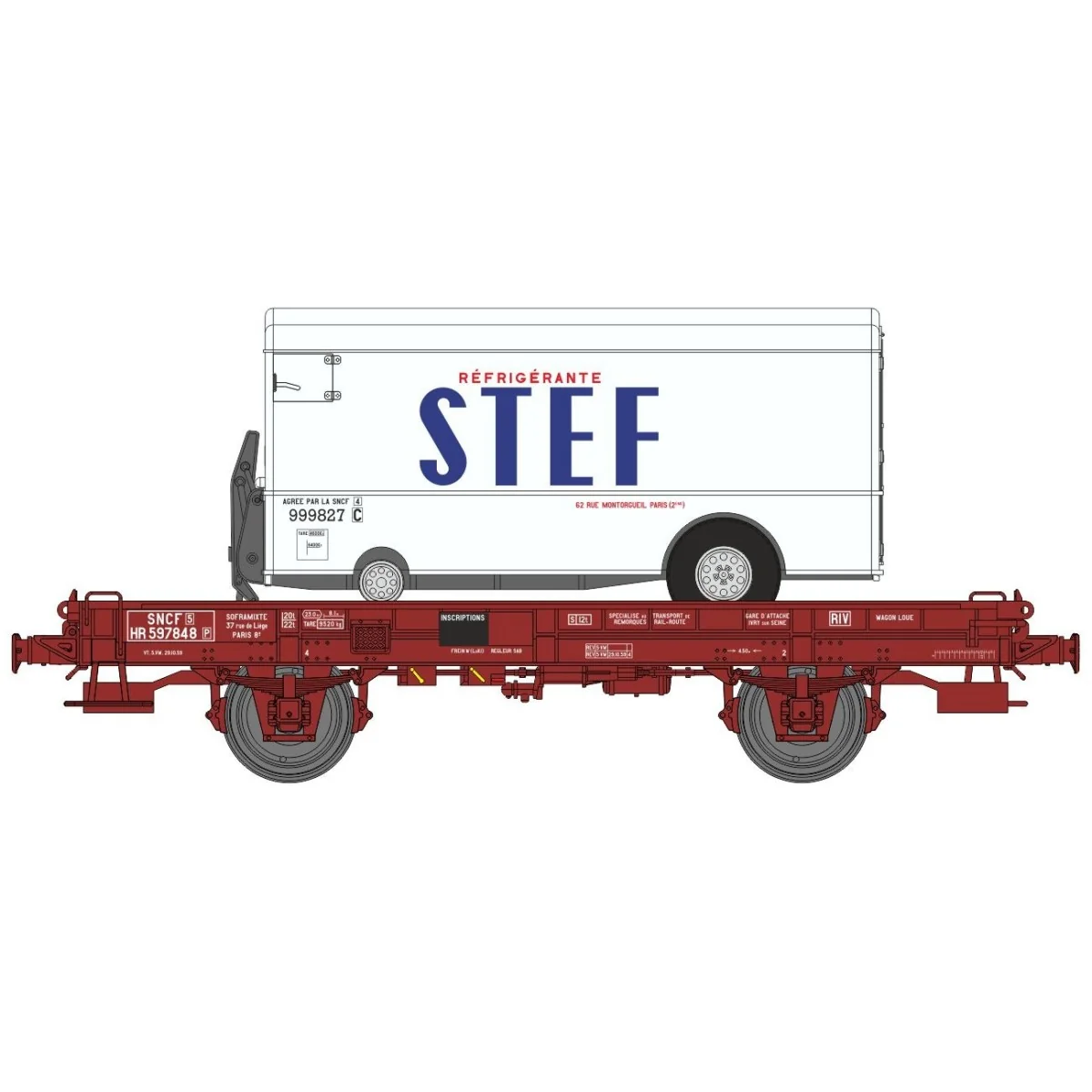 Ree models WB650 UFR Single-Carrier Wagon, red, solid wheels + STEF...