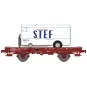 Ree modeles WB650 Wagon UFR Mono-Porteur rouge, roues pleines + Remorque Frigo STEF Ree Modeles WB-650 - 3 WB-650-Ree modeles WB650 Wagon UFR Mono-Porteur rouge, roues pleines + Remorque Frigo STEF