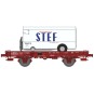 WB-650-Ree modeles WB650 Wagon UFR Mono-Porteur rouge, roues pleines + Remorque Frigo STEF