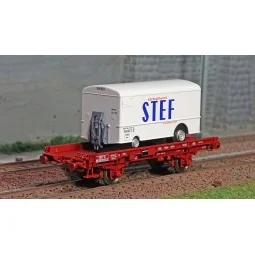 Ree models WB650 UFR Single-Carrier Wagon, red, solid wheels + STEF...