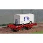 Ree modeles WB650 Wagon UFR Mono-Porteur rouge, roues pleines + Remorque Frigo STEF Ree Modeles WB-650 - 1 WB-650-Ree modeles WB650 Wagon UFR Mono-Porteur rouge, roues pleines + Remorque Frigo STEF