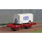 WB-650-Ree models WB650 UFR Single-Carrier Wagon, red, solid wheels + STEF Refrigerated Trailer