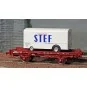 Ree models WB650 UFR Single-Carrier Wagon, red, solid wheels + STEF... WB-650-Ree models WB650 UFR Single-Carrier Wagon, red, solid wheels + STEF Refrigerated Trailer
